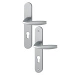 Poignes sur plaques cl i - alu aspect inox - 58 - 67 - new york hoppe