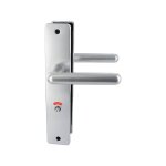 Poignées sur plaques condamnation à voyant - aluminium argent - golf vachette Poignées sur plaques condamnation à voyant - aluminium argent - golf vachette