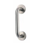 Poign�es de tirage droite sur rosace - inox 304 - entraxe 300 mm vachette