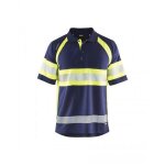 Polo de travail haute - visibilit� anti - uv 3338 - bleu marine et jaune fluo - xs blaklader