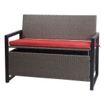 Poly - rattan banc 2 places hwc - f39, banc de jardin coffre, rangement coussin d'assise gris chin, ...