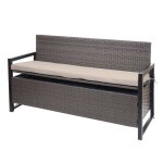 Poly - rattan banc 3 places hwc - f39, banc de jardin coffre, rangement coussin d'assise gris chiné, ... Poly - rattan banc 3 places hwc - f39, banc de jardin coffre, rangement coussin d'assise gris chiné, ...