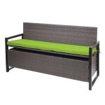 Poly - rattan banc 3 places hwc - f39, banc de jardin coffre, rangement coussin d'assise gris chin�, ...