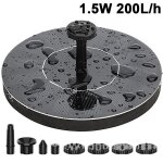 Pompe  eau solaire avec 6 buses pour bain d'oiseaux, 62 fontaine, bassin, jardin, piscine, poisson prcieux, ...
