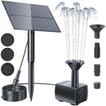 Pompe solaire de fontaine prumya - 1. 5w - 150lh - avec panneau solaire et 4 buses pour bassin jardin ...