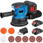 Ponceuse sans fil, ponceuse orbitale 125mm avec 2x2, 0ah batteries, 5 papier de verre et 3 disques de ... Ponceuse sans fil, ponceuse orbitale 125mm avec 2x2, 0ah batteries, 5 papier de verre et 3 disques de ...