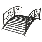 Pont de jardin bassin avec balustrade motif de vigne acier noir