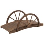 Pont de jardin en bois style western - passerelle bois - pont de bassin 150 kg max - sapin trait� carbonisatio ...