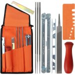 Popu - kit affutage chaine trononneuse - 1 lime affutage tronconneuse plate, 3 lames rondes, poigne ...