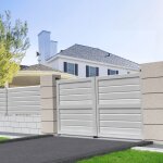 Portail battant brise - vue l 3500 x h 1880 mm - blanc Portail battant brise - vue l 3500 x h 1880 mm - blanc