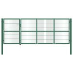 Portail de clôture de jardin avec poteaux 350x120 cm acier vert Portail de clôture de jardin avec poteaux 350x120 cm acier vert