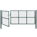 Portail de clture de jardin avec poteaux 350x140 cm acier vert