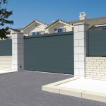 Portail coulissant plein l 3500 x h 1843 mm - blanc