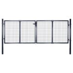 Portail en maille de jardin acier galvanis 289 x 100 cm gris