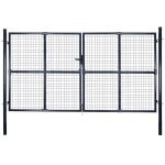Portail en maille de jardin acier galvanis 289 x 150 cm gris
