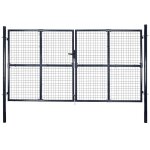 Portail en maille de jardin acier galvanis 289 x 200 cm gris