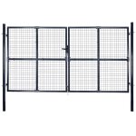 Portail en maille de jardin acier galvanis 289 x 75 cm gris