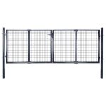 Portail en maille de jardin acier galvanis 289 x 75 cm gris