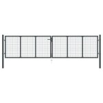Portail en maille de jardin acier galvanis� 400 x 125 cm gris