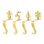 Porte - bas de nol, crochet de chemine couleur dore, arbre flocon de neige, dcoration de vacances, ...
