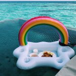 Porte - boisson gonflable pour piscine, jacuzzi, nuage arc - en - ciel, boisson flottante, salade de ...