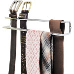 Porte ceinture et rangement cravate mural, accessoire dressing rangement, m�tal, 36x5x4. 5 cm, argent ...