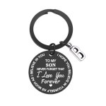 Porte - cl�s avec �tiquette  a mon fils  en acier inoxydable noir