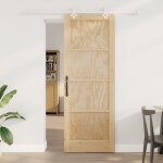 Porte coulissante vidaxl avec ensemble de matriel 78x211 cm en bois massif de pin, porte intrieure ...