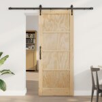 Porte coulissante vidaxl avec ensemble de matriel 83x202 cm bois de pin massif, porte intrieure vidaxl ...