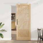 Porte coulissante vidaxl avec ensemble de matriel 83x211 cm en bois de pin massif, porte intrieure ...