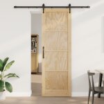 Porte coulissante vidaxl avec kit de quincaillerie 78x232 cm bois massif pin, porte intrieure vidaxl ...