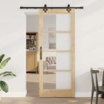 Porte coulissante vidaxl avec kit de quincaillerie 86x211 cm bois massif de pin, porte intrieure vidaxl ...