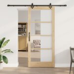 Porte coulissante vidaxl avec kit de quincaillerie 'orkdal'en bois massif & verre, porte int�rieure vidaxl ...