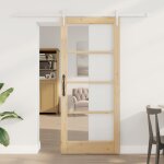 Porte coulissante vidaxl avec mat�riel 86x198, 5 cm bois massif pin, porte int�rieure vidaxl avec verre ...