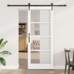 Porte coulissante vidaxl avec matriel blanc 86x211 cm en pin massif, porte intrieure vidaxl avec verre ...