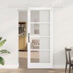 Porte coulissante vidaxl avec quincaillerie 'orkdal'bois massif blanc & verre, porte int�rieure vidaxl ...