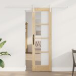 Porte coulissante vidaxl avec quincaillerie  orkdal  en bois massif et verre, porte intrieure vidaxl ...