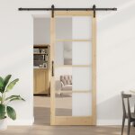 Porte coulissante vidaxl avec set de matriel 'orkdal'bois massif et verre, porte intrieure vidaxl avec ...