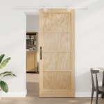 Porte coulissante vidaxl avec set de quincaillerie 86x211 cm en bois massif de pin, porte intrieure ...