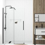 Porte de douche coulissante 120x195cm verre tremp� transparent 6mm - finition noire mate - slide - in ...