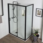 Porte de douche niche 100 cm porte coulissante + paroi fixe 70 cm city