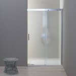 Porte de douche en niche 120 cm paroi fixe a droite en verre satine