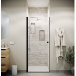 Porte de douche pivotante 70x180 cm en verre tremp� 5 mm - finition noire - dark elementary