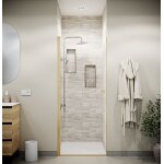 Porte de douche pivotante 80x195cm - verre trempe 8mm anticalcaire - alu or brosse - gold elementary Porte de douche pivotante 80x195cm - verre trempe 8mm anticalcaire - alu or brosse - gold elementary