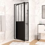 Porte de douche pivotante 80x200cm type atelier - profilés noir mat verre 5mm - workshop glossy Porte de douche pivotante 80x200cm type atelier - profilés noir mat verre 5mm - workshop glossy
