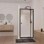 Porte de douche pivotante noir 70 - 80x185cm - extensible de 69  80 cm - black slide 70 80
