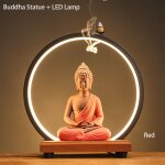 Porte - eva d'encens  reflux en cramique, statue de bouddha sakyamuni tathagmibuddha, lampe led, ornement ...