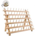 Porte - fils en bois pour 60 bobines, support et organiseur pour fils a coudre et a broder, avec crochets ...