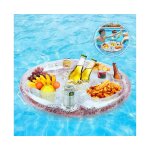 Porte - gobelet gonflable  8 trous - plateau flottant pour piscine, plage et ftes - pvc lger