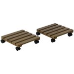 Porte plante a roulettes - support de pots de fleurs a roulettes - lot de 2 - bois sapin pr� - huil�